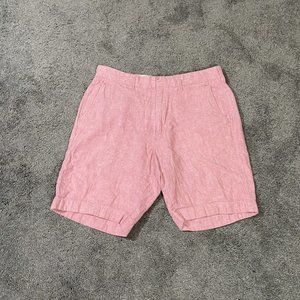 J Crew Shorts Mens 30 Pink Linen Blend Chino Flat Front 9" Inseam Casual Comfort